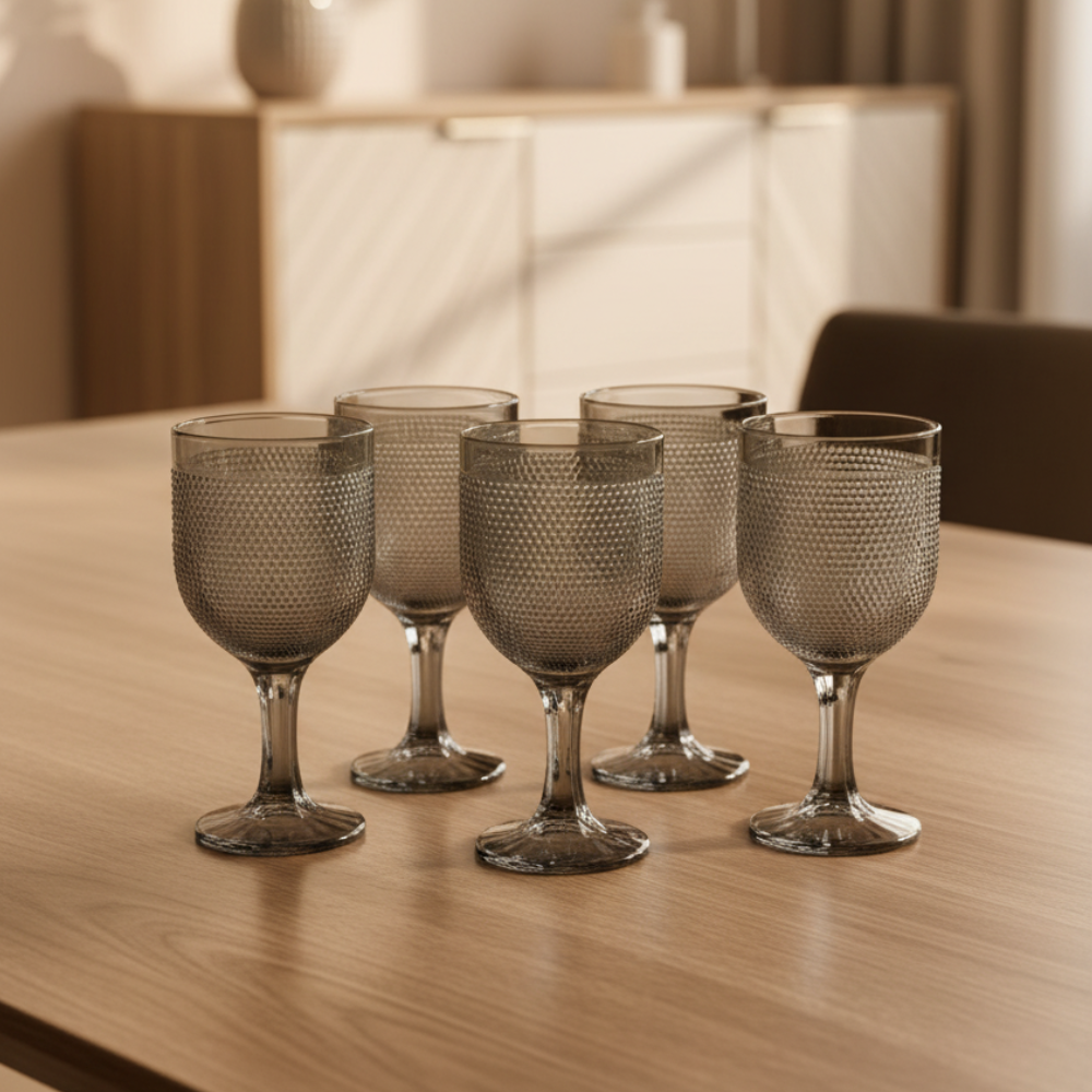 Set x6 copas de vino Dot Grey por mayor - Bazar Mayorista
