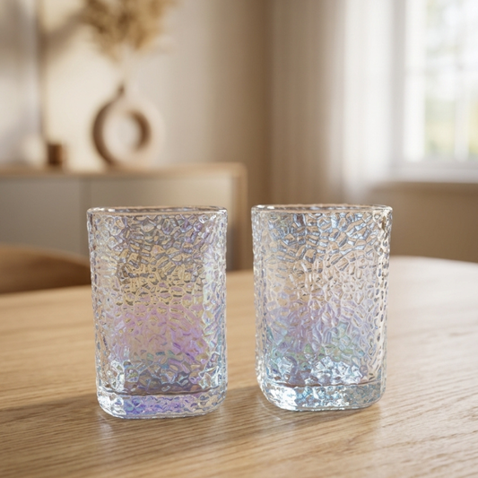 Set x6 vasos Square Mouth bajos Tornasol por mayor - Bazar Mayorista
