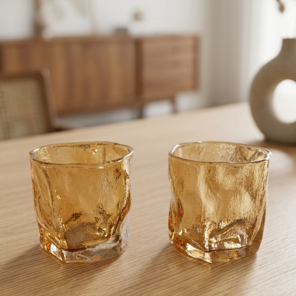 Set x6 vasos bajos glacier gold por mayor - Bazar Mayorista