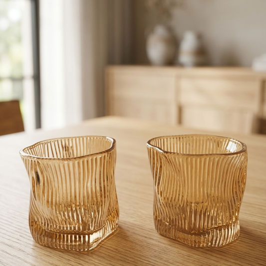 Set x6 vasos bajos curved gold por mayor - Bazar Mayorista