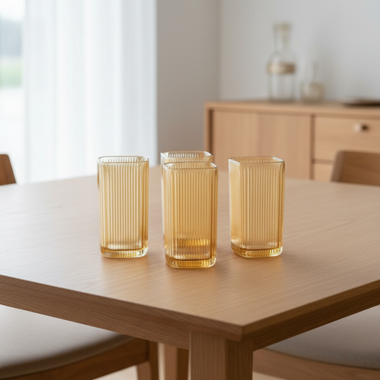 Set x 6 vasos altos Cube Gold por mayor - Bazar Mayorista