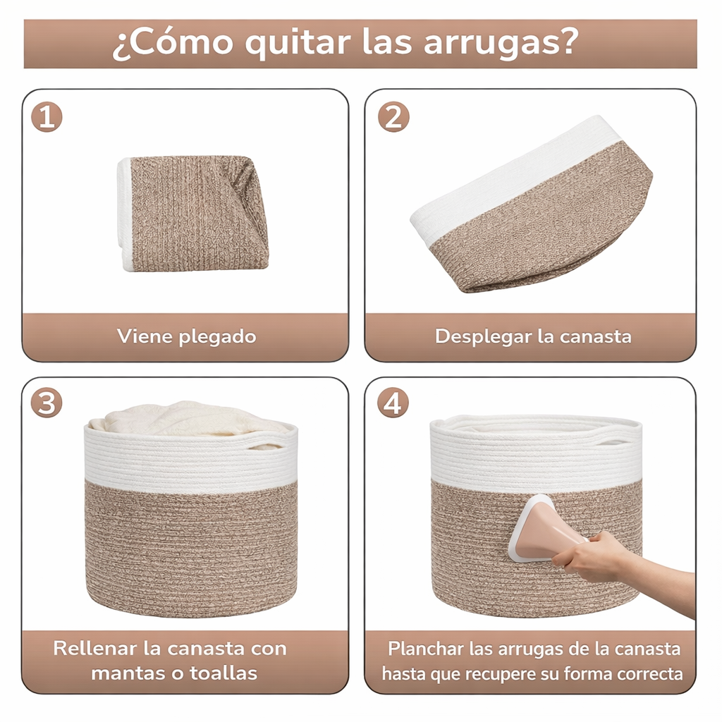 Canasto de guardado franja natural 55x35 cm