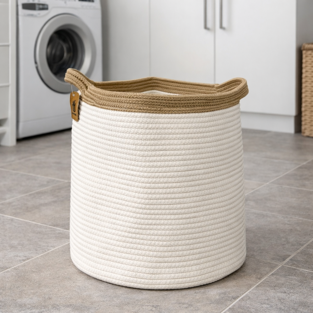 Canasto de guardado borde tostado 56x40 cm