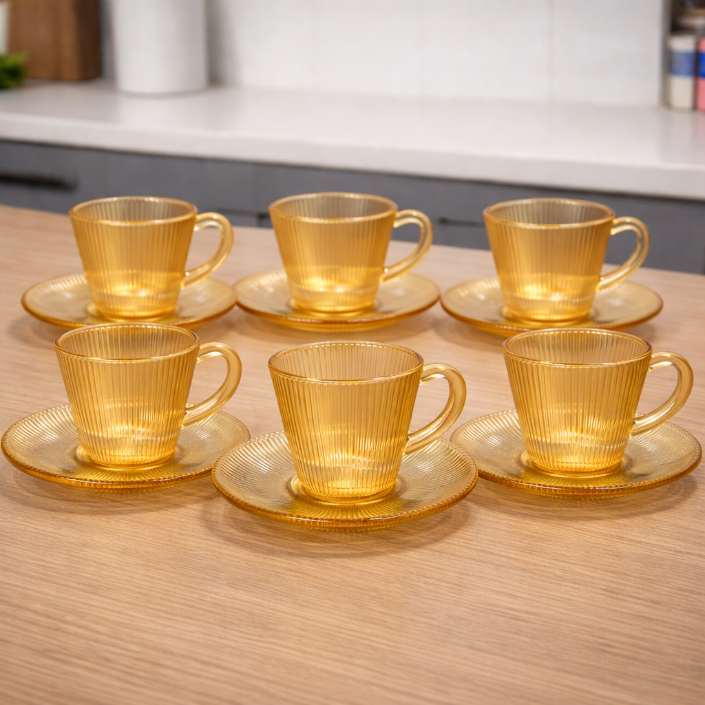 set x 6 tazas de café corner Gold