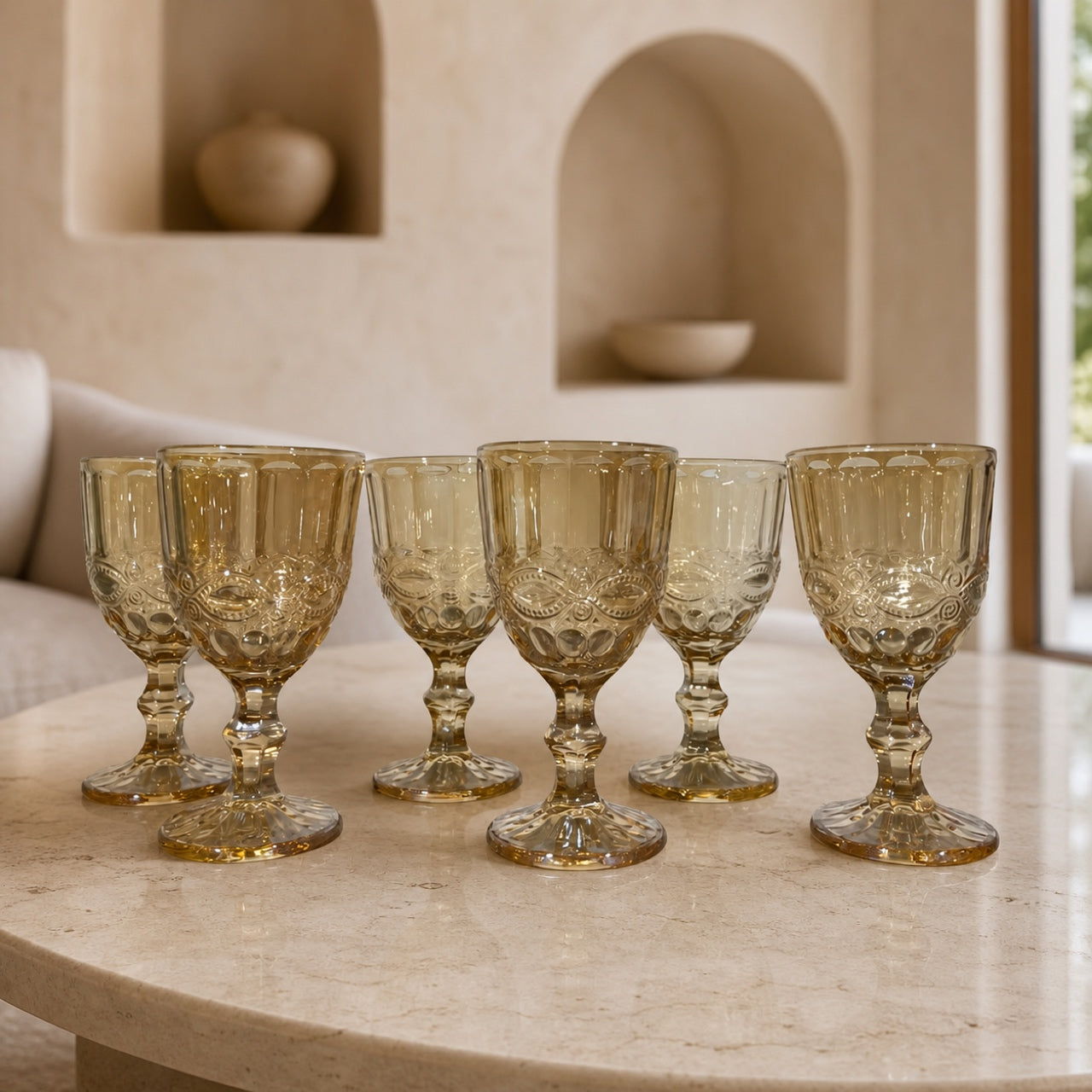 Set x6 Copas de vidrio Luxury Gold