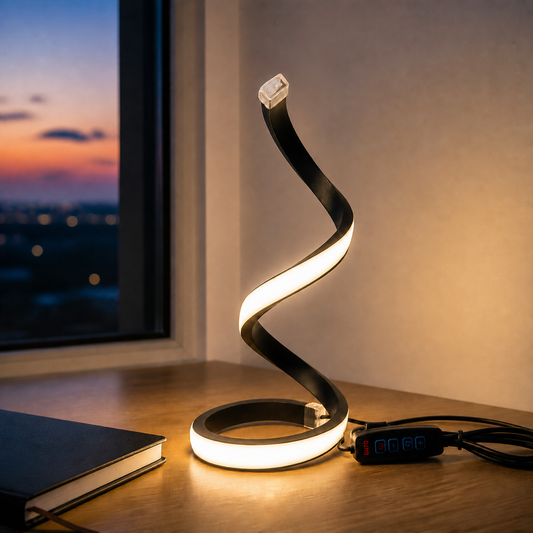 Lámpara LED de Escritorio Espiral 2 USB en ambiente lifestyle