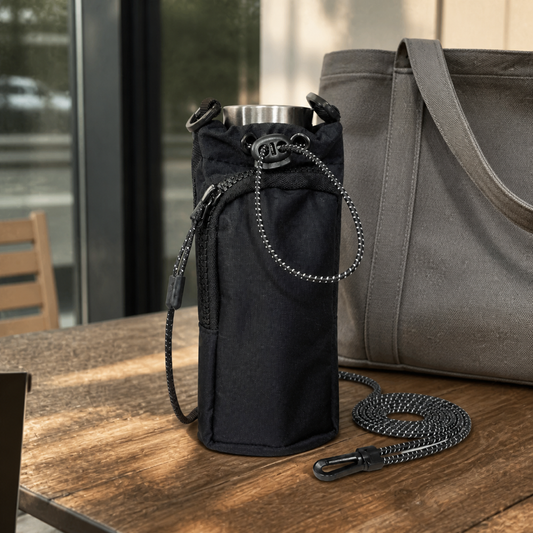 Funda Porta Vaso con Correa y Bolsillo 22 x 11 cm en ambiente lifestyle