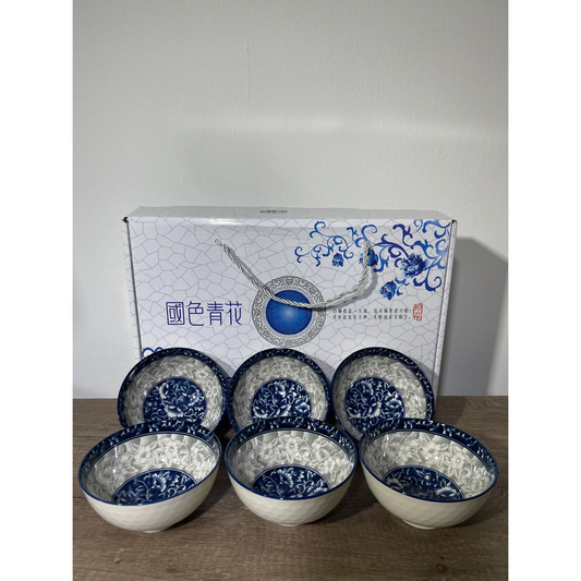 Set x6 cuencos de porcelana Flores Azules, vista adicional