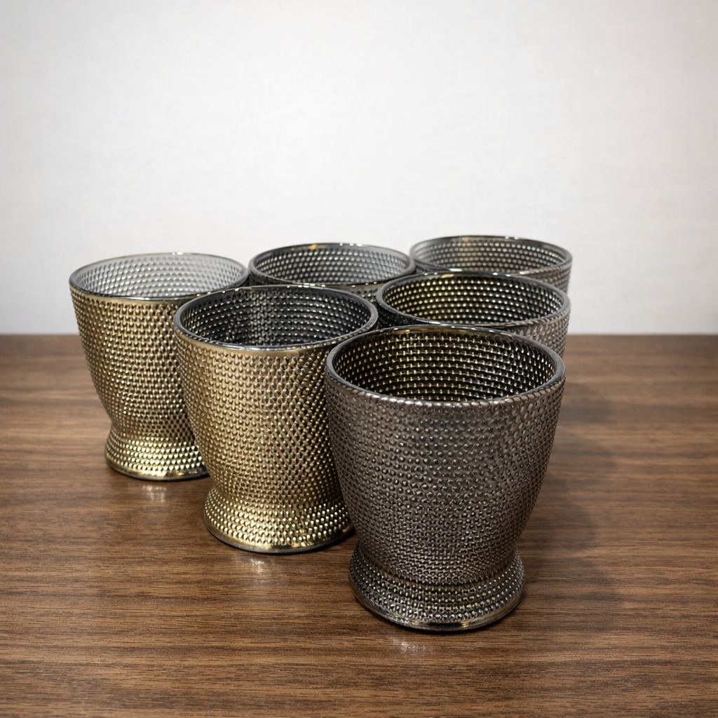 Set x 6 vasos cortos Dot Grey por mayor - Bazar Mayorista