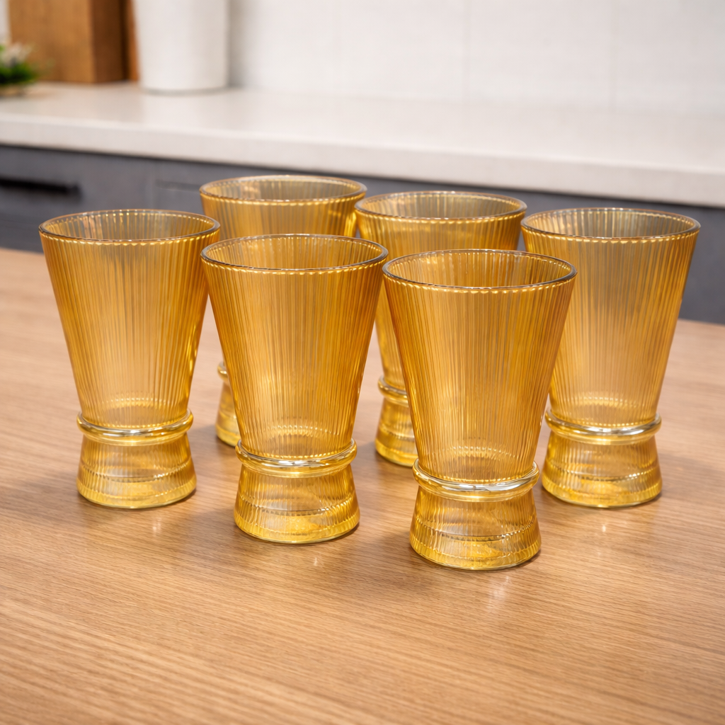 Set x 6 vasos Altos White Corner Gold por mayor - Bazar Mayorista