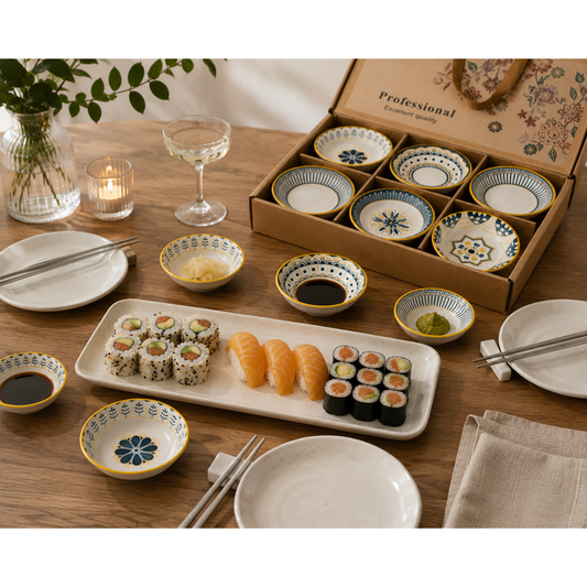 RM45-40 set de bowls floral servido con sushi
