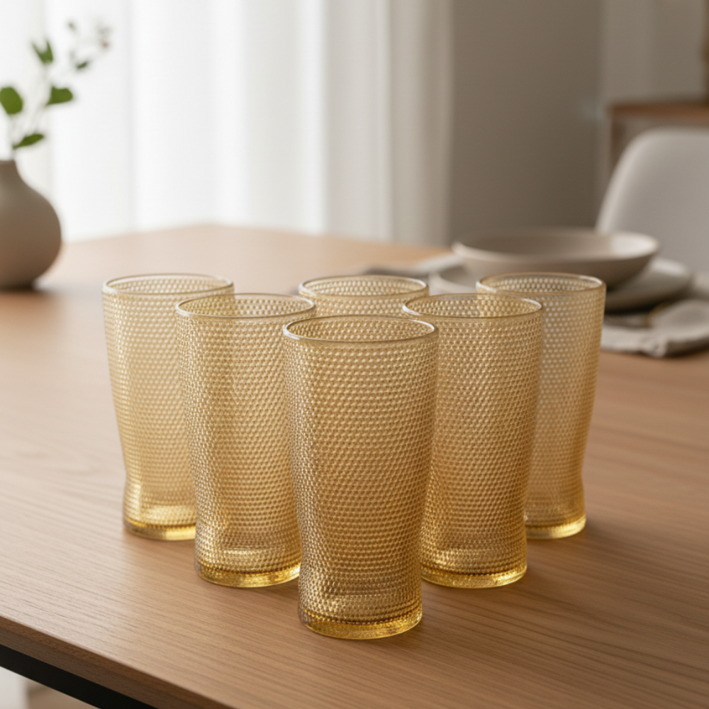 Set x 6 vasos altos Dot Gold por mayor - Bazar Mayorista