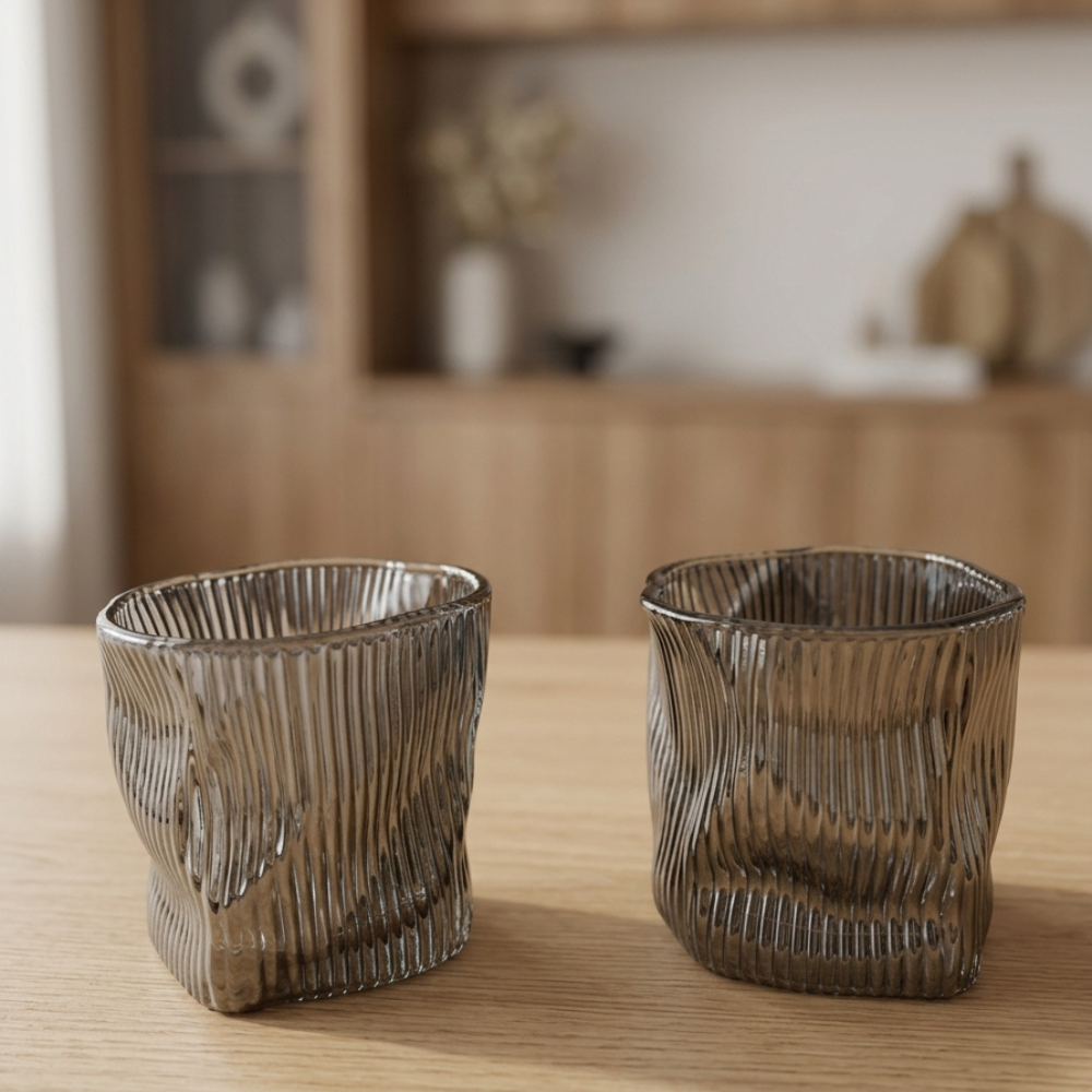 Set x6 vasos bajos curved gray por mayor - Bazar Mayorista