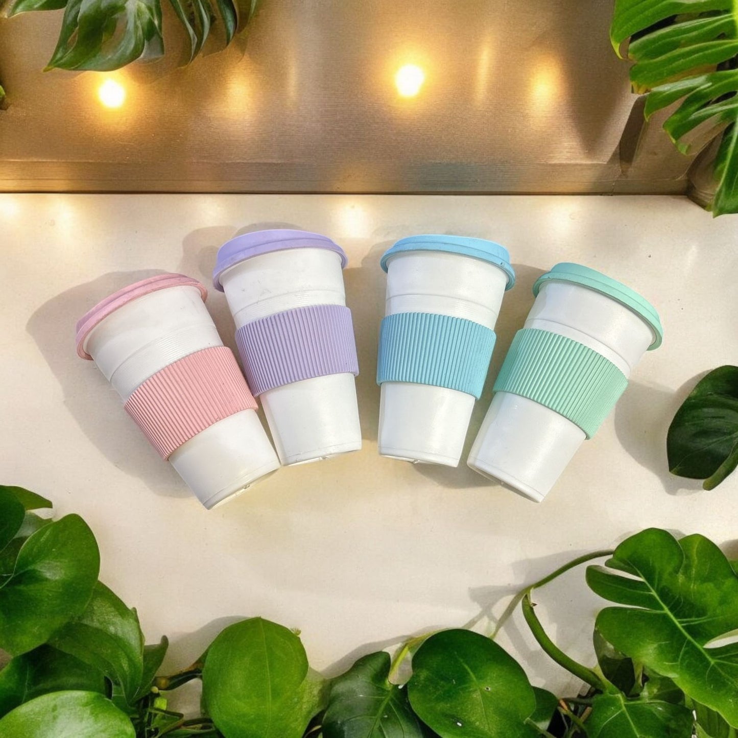 Vaso térmico con tapa y faja de silicona