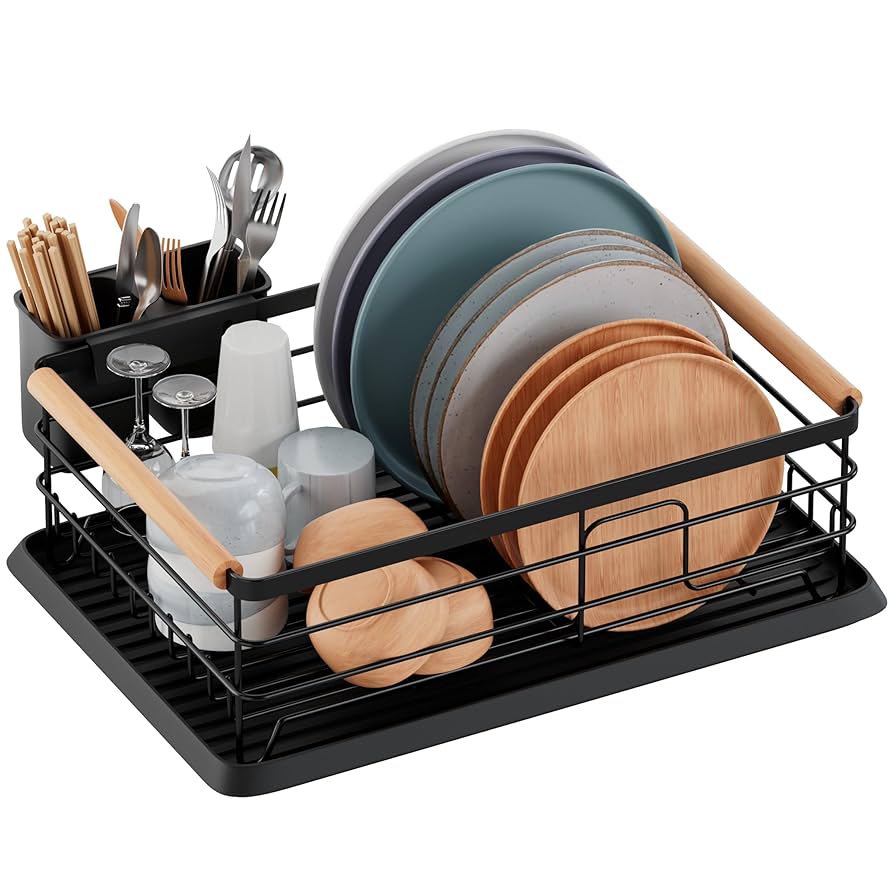 Escurridor de platos con bandeja y cubiertero