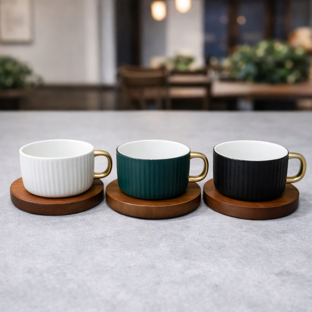 Taza ceramica Line wood