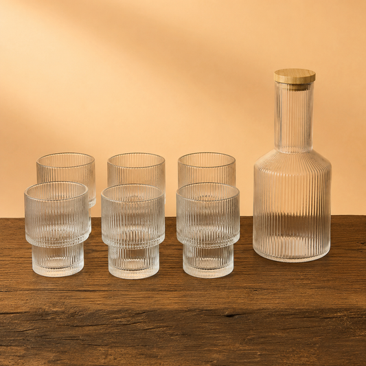 Jarra de vidrio con 6 vasos