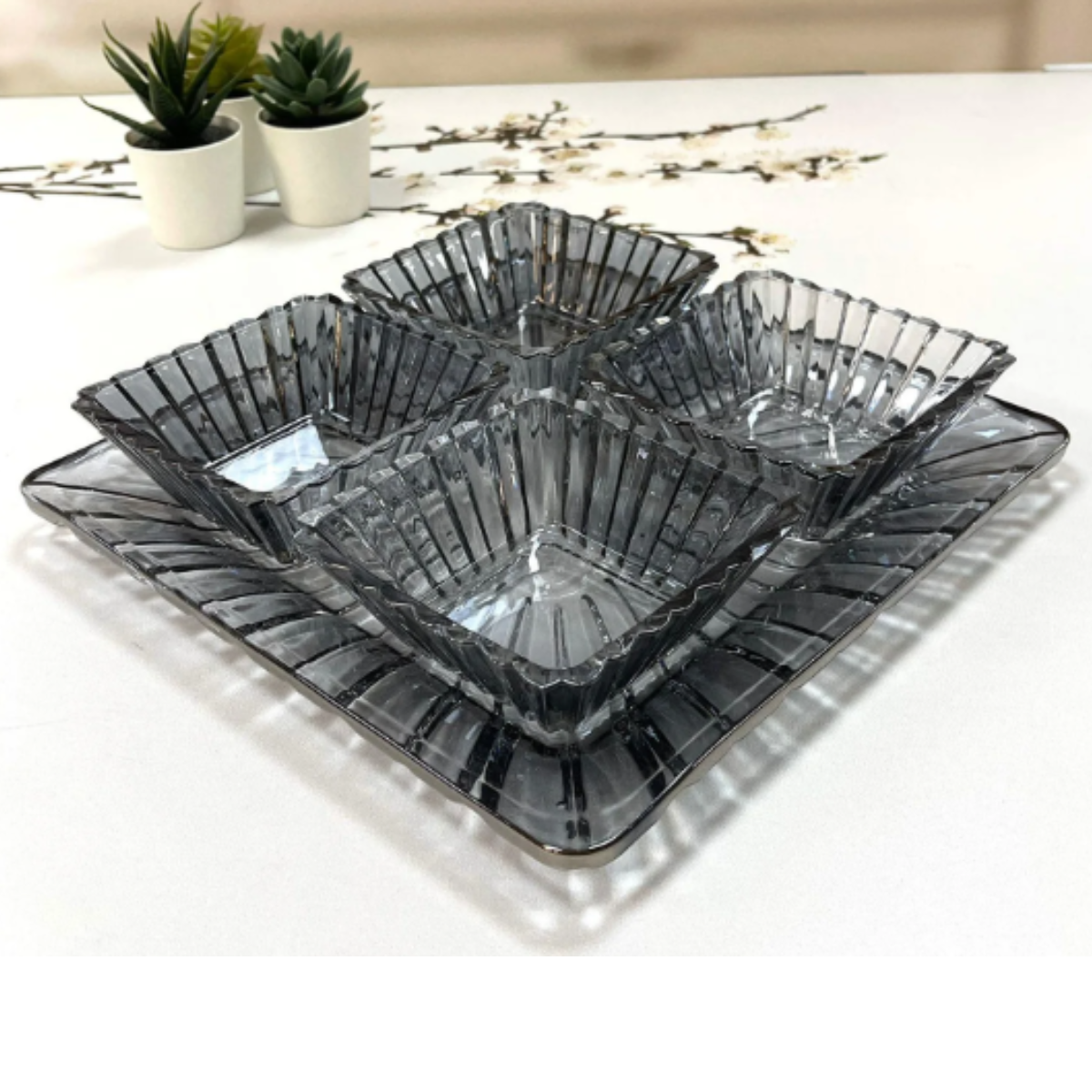 Set bowls y plato Bossa Nova Gris