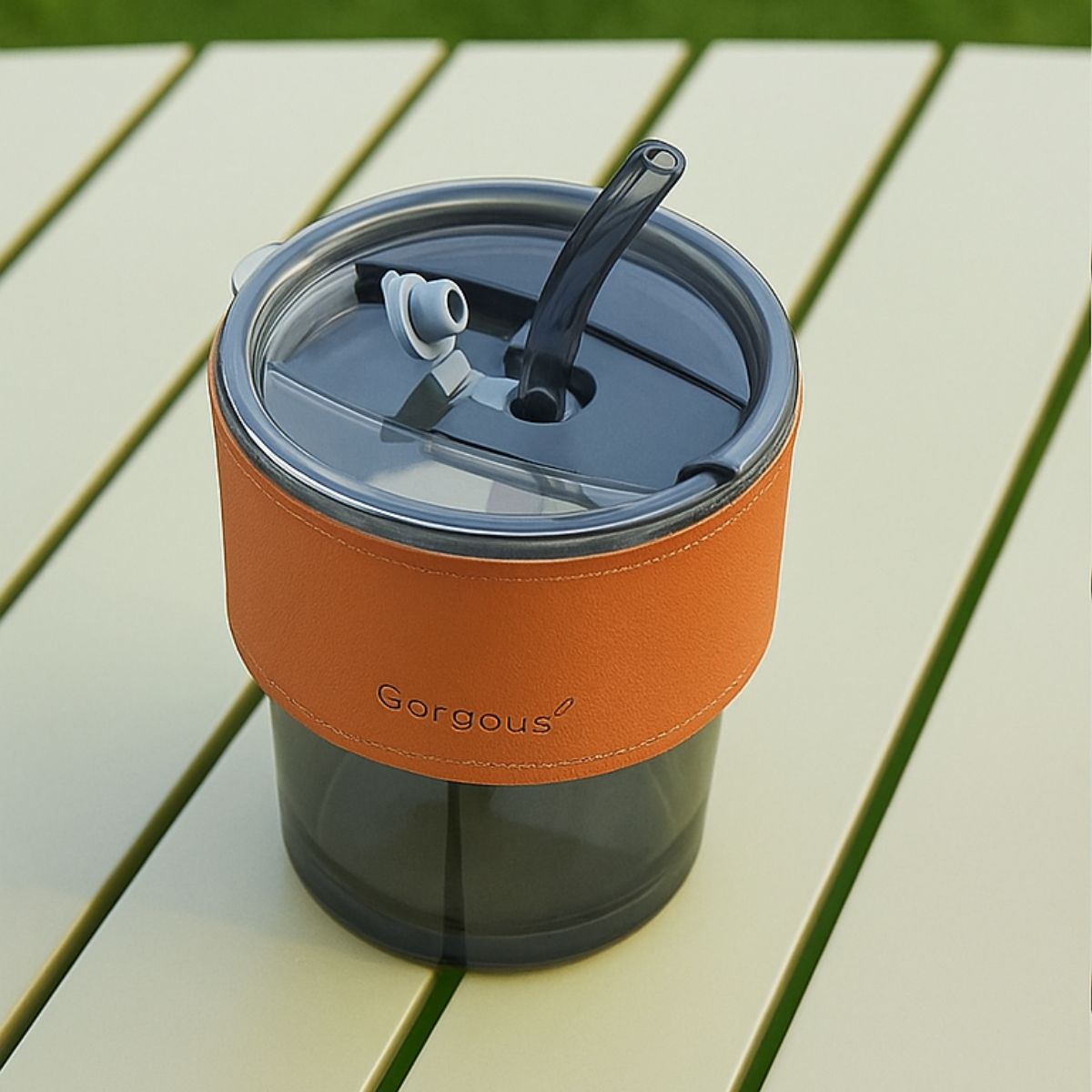 Vaso de vidrio ambar