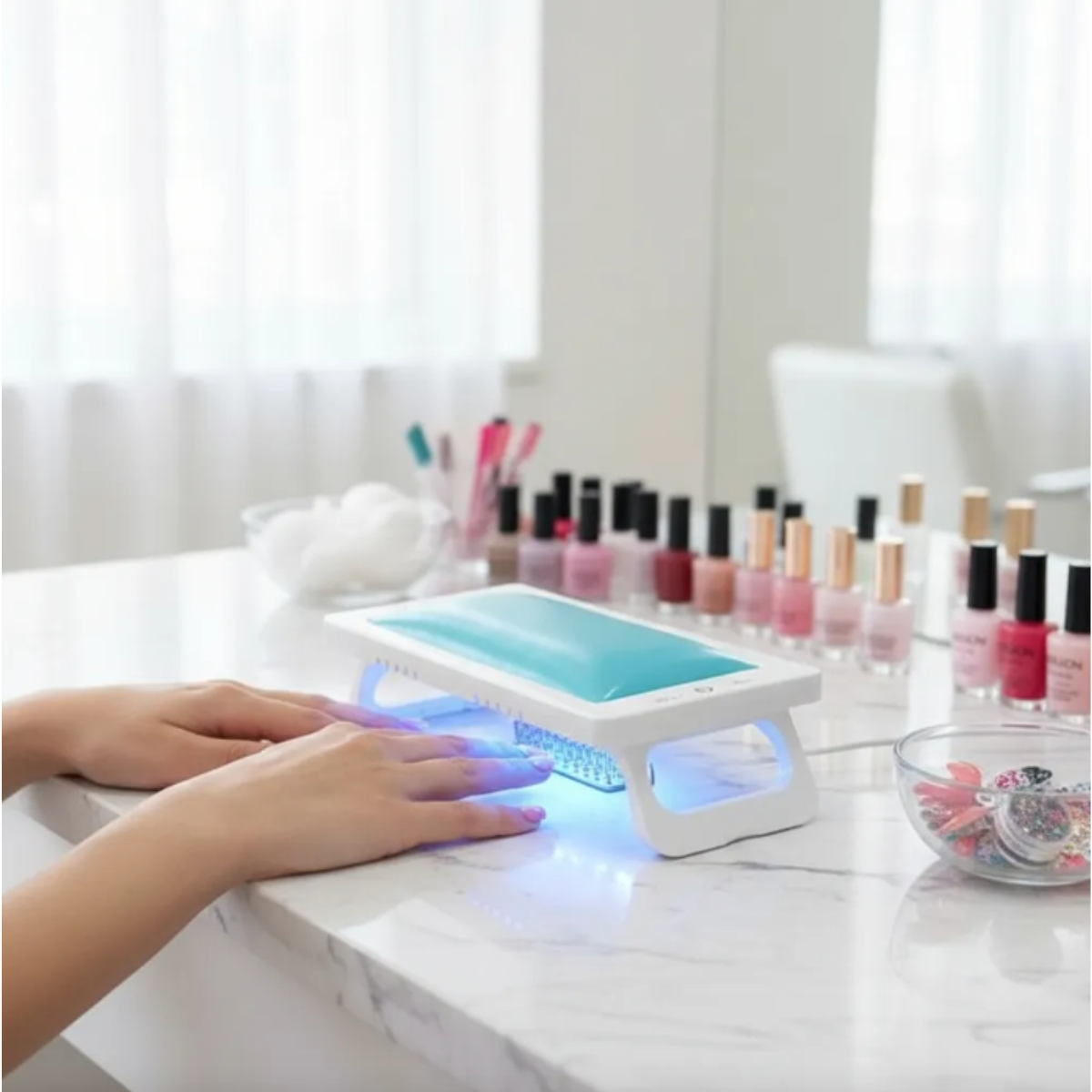 Cabina plegable con apoya mano