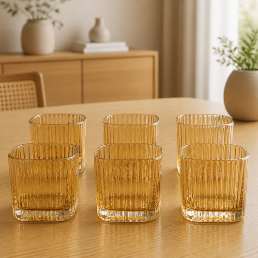 RM42-101 - Set x 6 vasos bajos Cube Gold - set x6