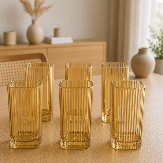 RM42-104 - Set x 6 vasos altos Cube Gold - set x6