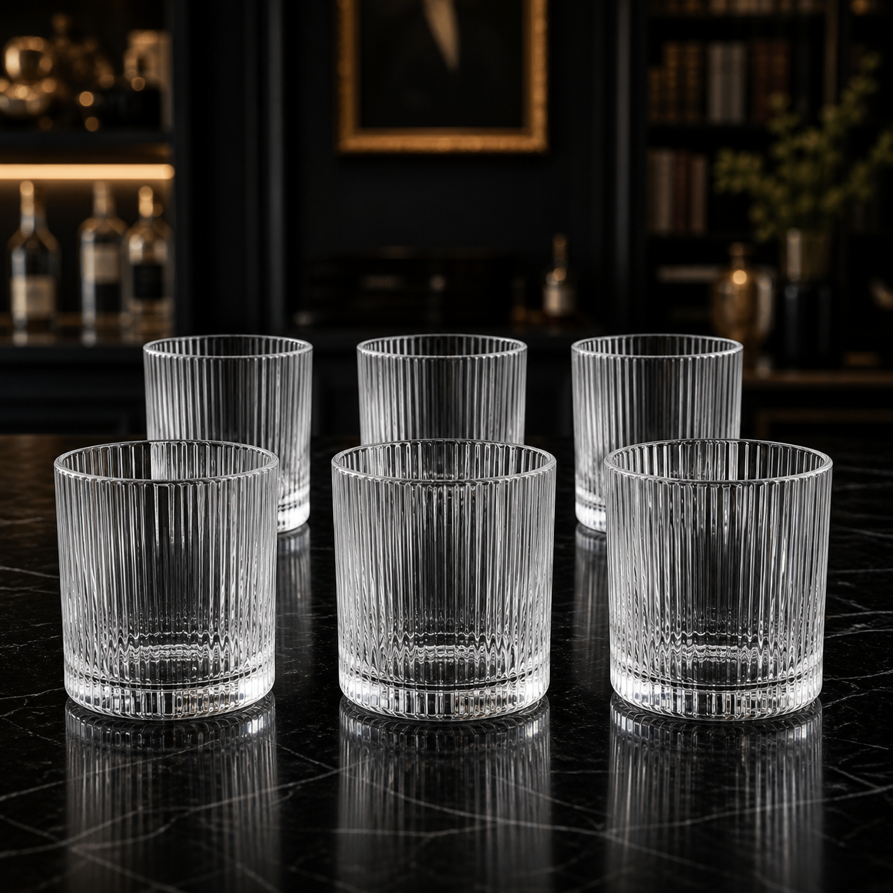 RM42-107 - Set x6 vasos Whisky Rayado Translúcido - set x6