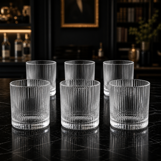 RM42-107 - Set x6 vasos Whisky Rayado Translúcido - set x6