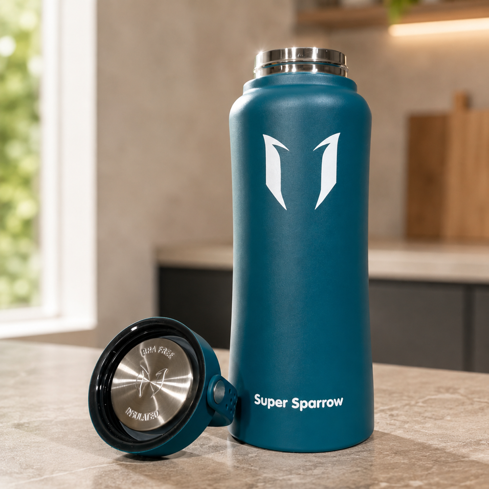 Botella Térmica Space Jug turquesa con la tapa separada