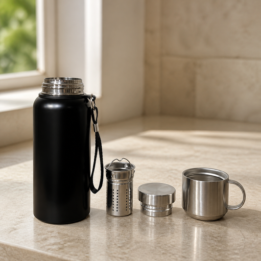 Termo de Acero Inoxidable con Taza e Infusor 600 ml en ambiente lifestyle