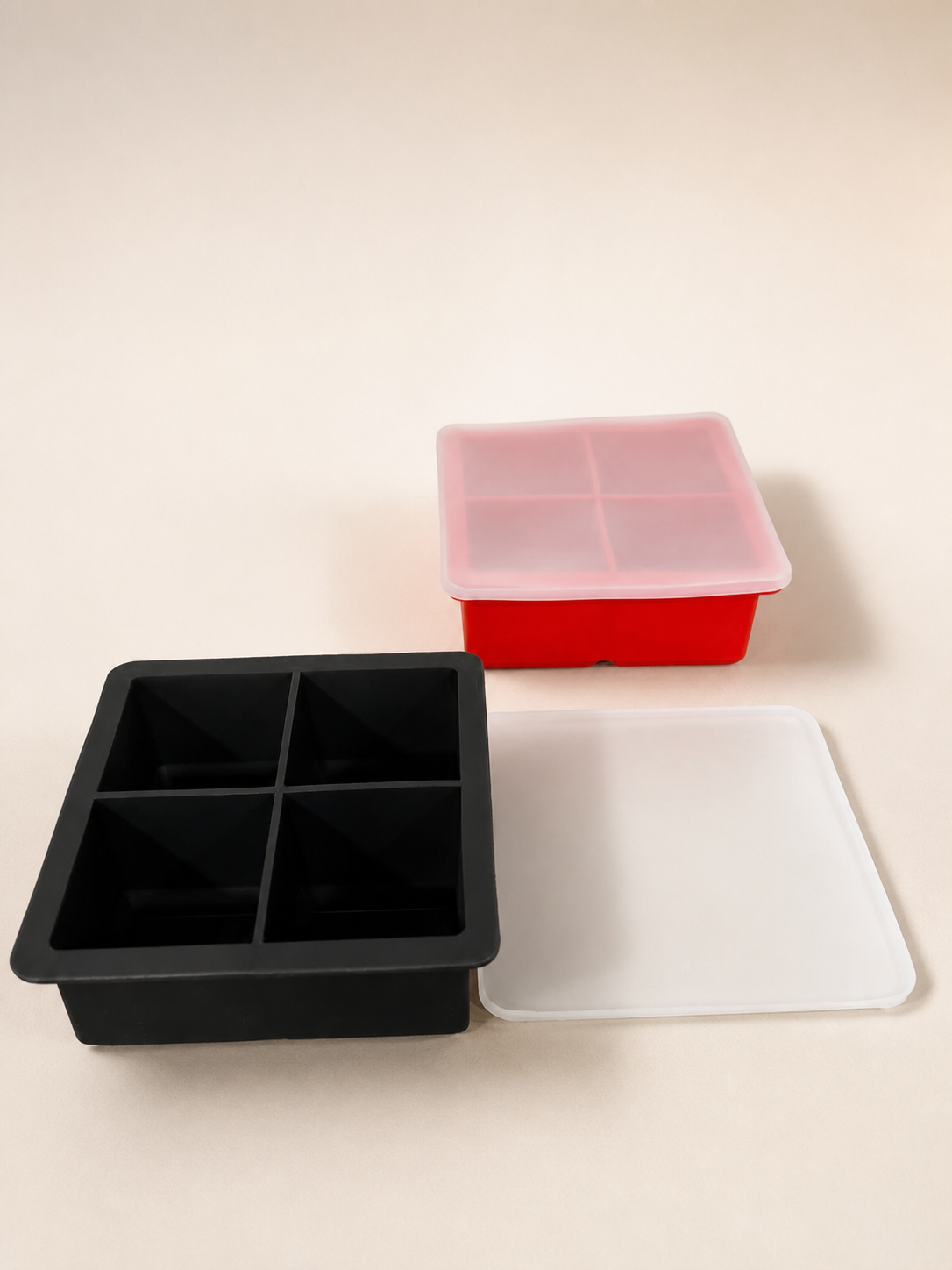 Cubetera de silicona para 4 cubos con tapa
