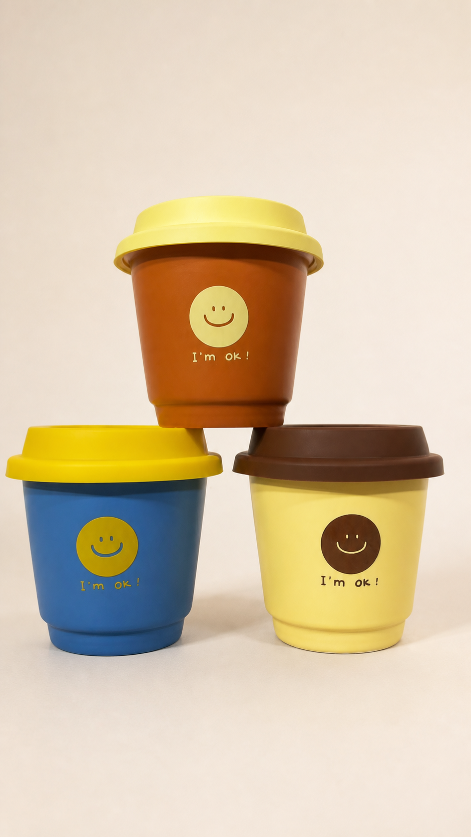 Taza cerámica Smile con tapa de silicona 230 ml
