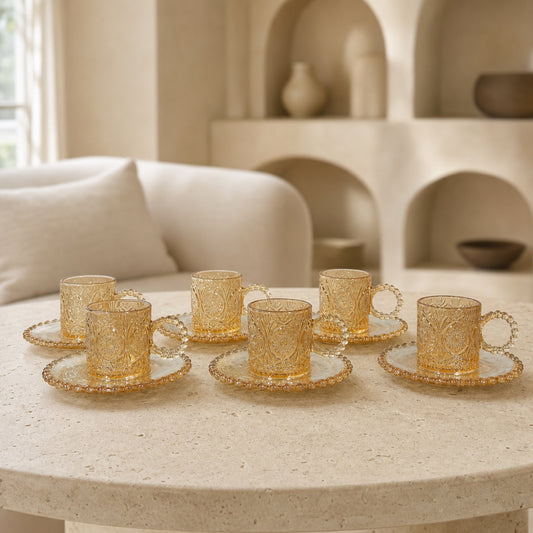 Set x6 Tazas con plato Luxury Gold