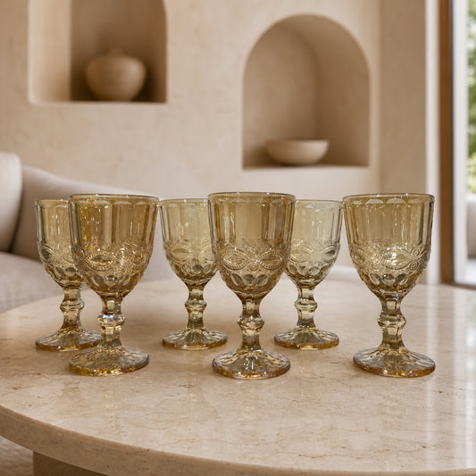 Set x6 Copas de vidrio Luxury Gold