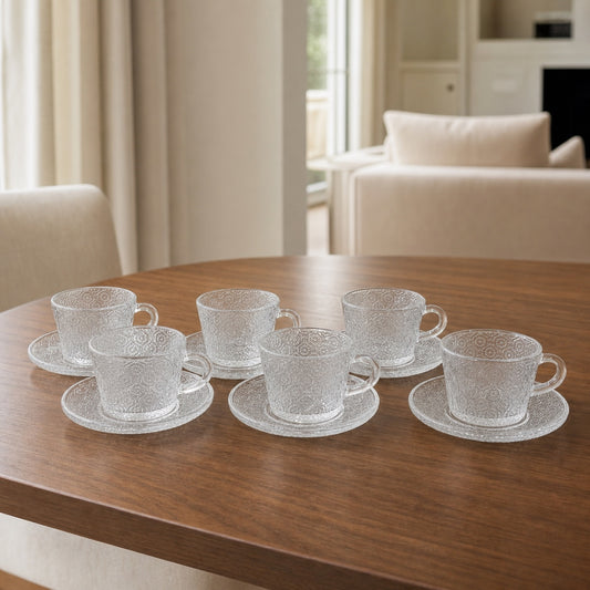 Set x6 Tazas con plato de vidrio Margarita Colorfull