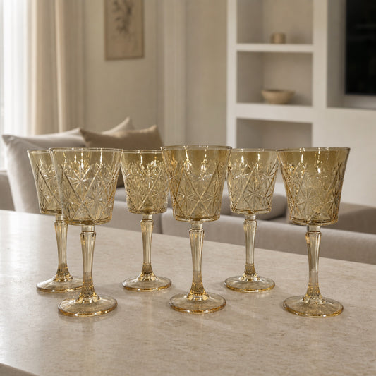 Set x6 Copas de vino Estrella Gold