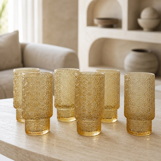 Set x6 Vasos de vidrio largos Margarita Gold