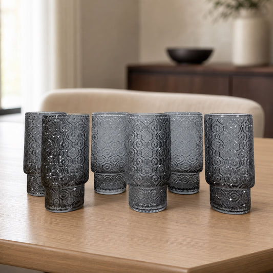 Set x6 Vasos de vidrio largos Margarita Grey