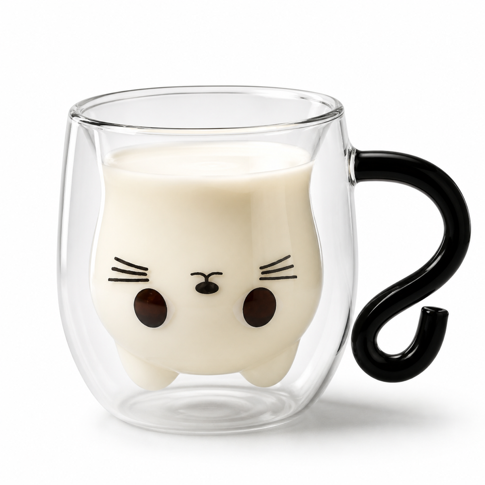 Taza Doble Vidrio Mao 250 ml sobre fondo blanco