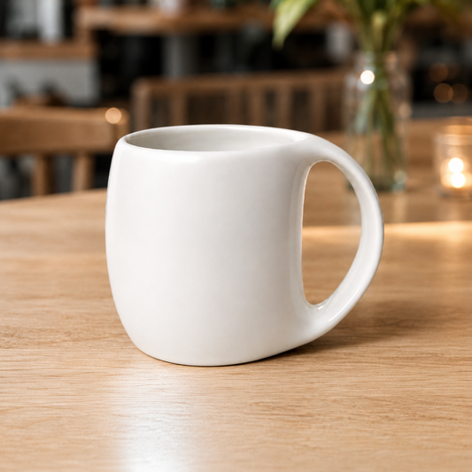 Taza blanca lisa de cerámica 9 x 9,5 x 7 cm