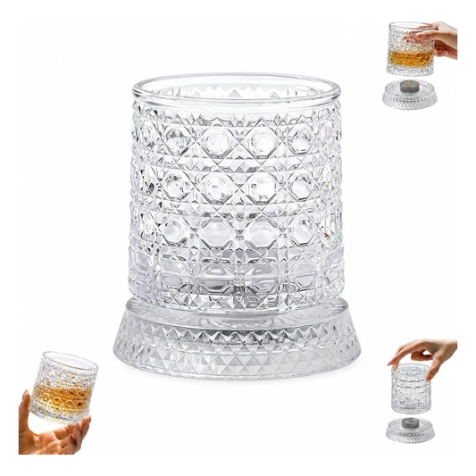 Vaso de vidrio giratorio transparente