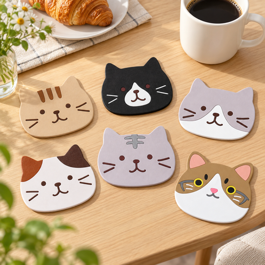Posavasos de Gatitos, 6 diseños surtidos, fotografía ambientada del producto RM48-6