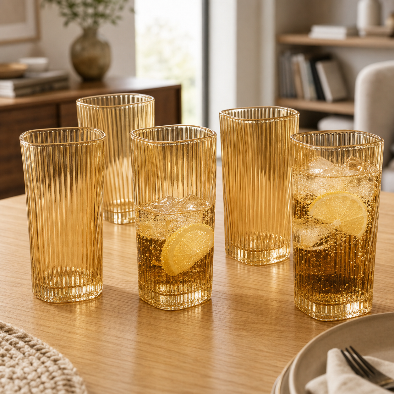 Set x6 vasos altos curved gold lifestyle RM42-92