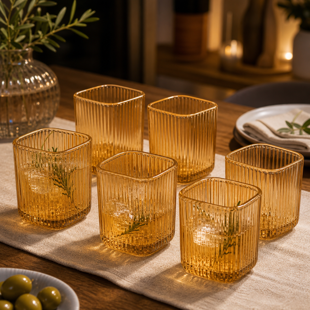Set x 6 vasos bajos Cube Gold lifestyle RM42-101