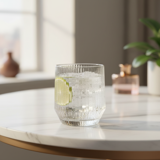 Vaso corto diamond line transparente - lifestyle