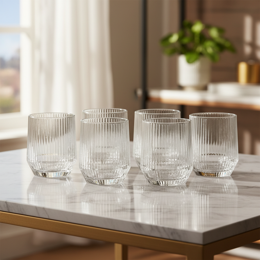 Pack x6 vasos cortos diamond line transparente - lifestyle
