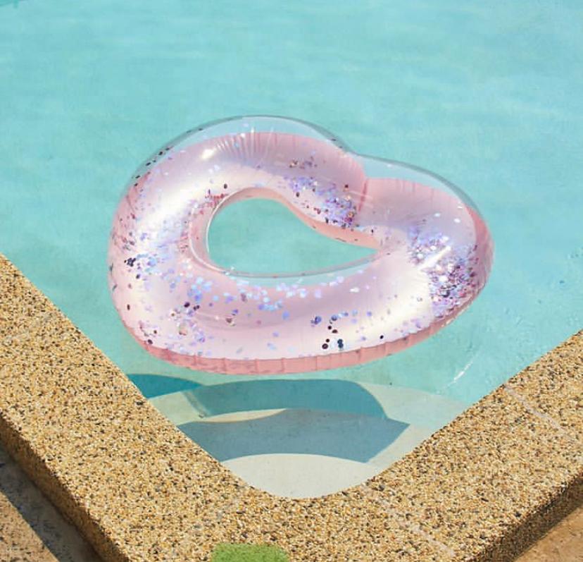 Flotador Inflable corazon con glitter
