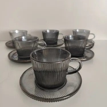 Set tazas de cafe line grey
