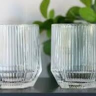 Vaso corto diamond line transparente