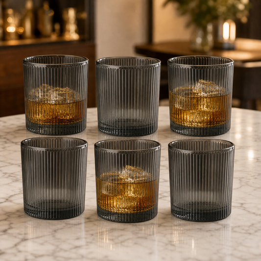 Set x6 vasos Whisky Rayado grey - seis vasos lifestyle